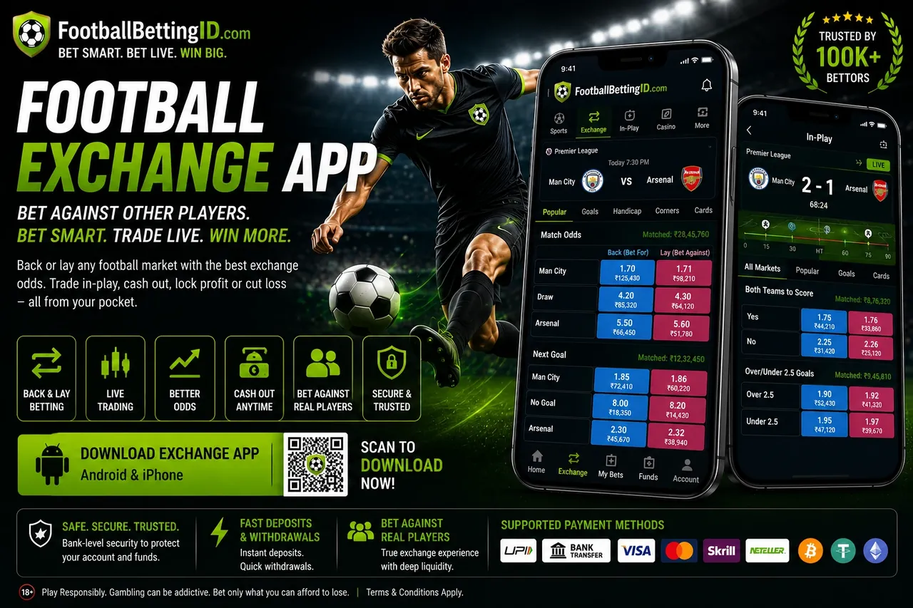 Football exchange app with back and lay betting on Man City vs Arsenal, in-play trading and match odds